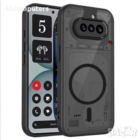 Магнитен Матов Калъф за Nothing Phone (4a) - PC+TPU, 1.5mm защита, Airbag, Черен