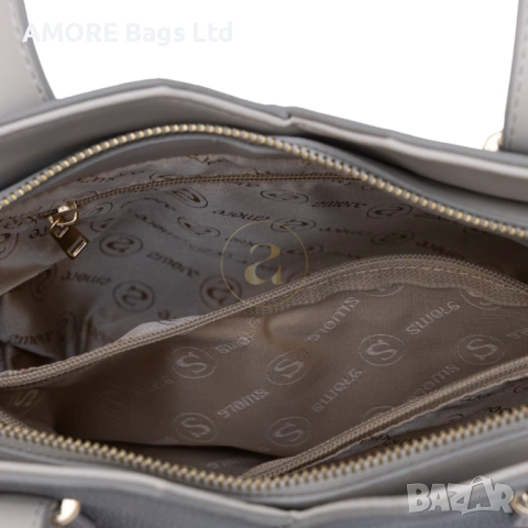 Класическа дамска чанта AMORE Aurora - Grey, снимка 4 - Чанти - 53585127