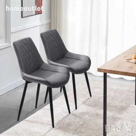 Трапезни столове с дамаска от PU кожа CLIPOP C-U-DC-B0372GY, снимка 7 - Столове - 50713919