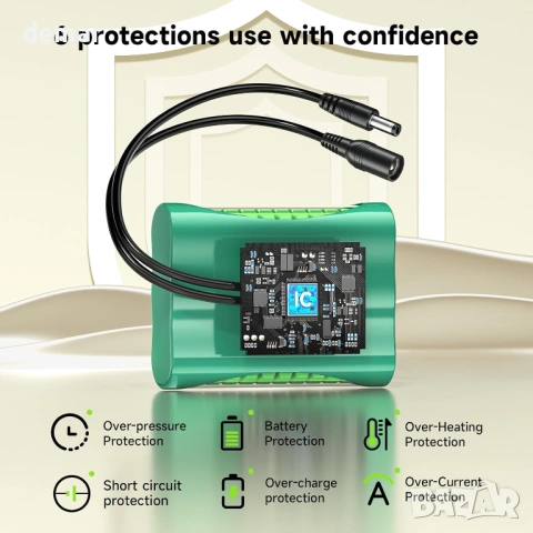 Mspalocell 12V 2800mAh литиева батерия със зарядно устройство и адаптери, снимка 6 - Друга електроника - 53054684