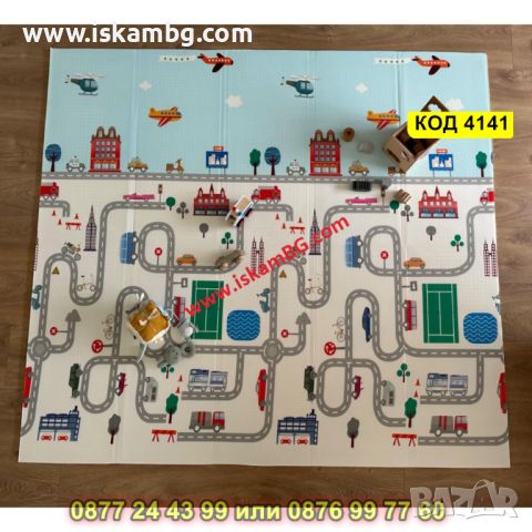 Сгъваемо детско килимче за игра, топлоизолиращо 180x200x1cm - модел Трафик + Джунгла - КОД 4141, снимка 2 - Други - 45509662