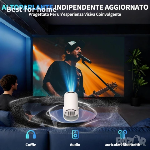 Мини проектор, преносим, ​​4K 1080P, с 5G WiFi BT 5.4, 180° ротационен, снимка 8 - Плейъри, домашно кино, прожектори - 53357505