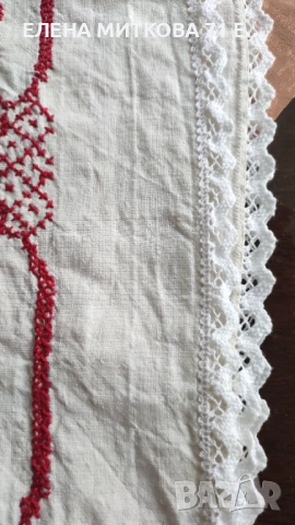 Ленена покривка за маса с ръчна бродерия, снимка 7 - Покривки за маси - 53879756