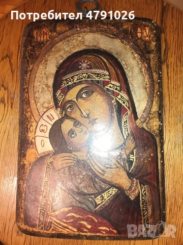 Стара ръчно рисувана икона на Света Богородица 40x26 см. УНИКАЛНА!, снимка 2 - Антикварни и старинни предмети - 54133793