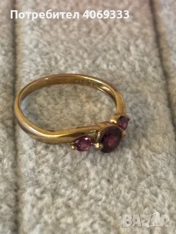 Златен пръстен с естествени камъни 9к /333, снимка 6 - Пръстени - 49872335