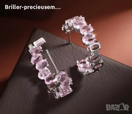 Халки с розови камъчета , снимка 2 - Обеци - 50283082