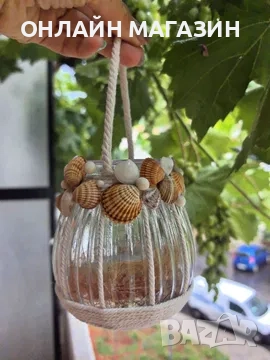 Ръчно изработен стъклен сувенир - свещник, уникат!