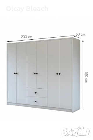 Гардероб METALIA GM-069 DELUX – 6 врати, 2 чекмеджета (възможна изработка по поръчка), снимка 4 - Гардероби - 52235077