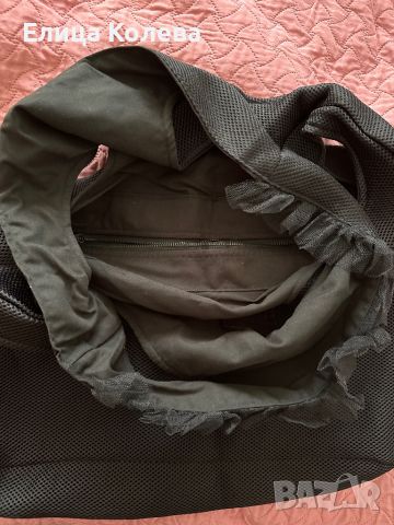 Голяма нестандартна черна чанта/раница неопрен ръчна изработка, снимка 2 - Чанти - 45810700
