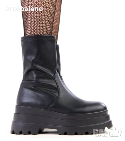 Дамски черни боти до глезена с масивна платформа Arison, снимка 5 - Дамски боти - 51862381
