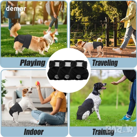 Пакет от 3 пелени за многократна употреба за кучета, (черни, S), снимка 7 - За кучета - 53835605