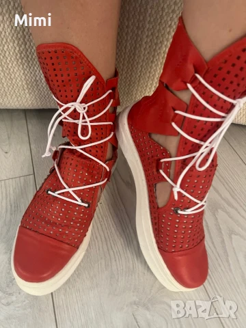 Летни Боти на дупки ест.кожа 37, снимка 3 - Дамски боти - 51409778