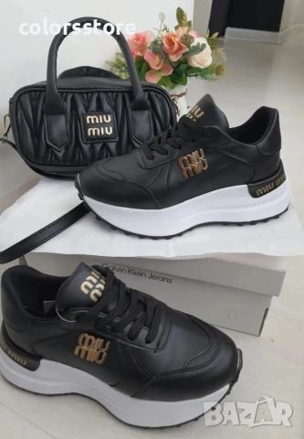 Дамски черни маратонки MiuMiu - BR904, снимка 1 - Маратонки - 37529935