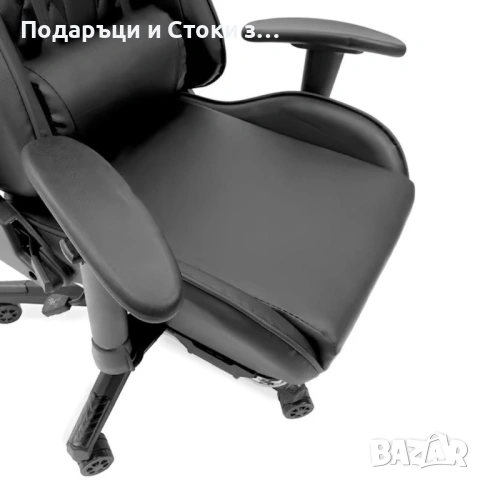 Геймърски стол с прибираща се подложка за крака и функция за масаж - черен, снимка 9 - Столове - 53237738