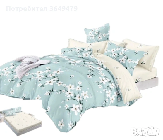 Спален комплект от 6 части с ластик, снимка 4 - Спално бельо - 54230302