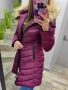 Дълго зимно яке с естествен косъм бордо, снимка 4