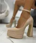 Сандали на ток - бежов лак - VTK25, снимка 2