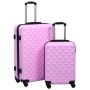 vidaXL Комплект твърди куфари с колелца, 2 бр, розов, ABS(SKU:92429