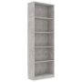 vidaXL 5-етажна библиотека, бетонно сива, 60x24x175 см, ПДЧ（SKU:800886