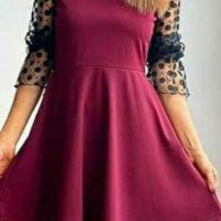 Къса дамска рокля бордо, снимка 1 - Рокли - 45437105