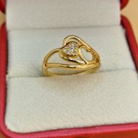 Позлатен дамски пръстен Сърце медицинска стомана модели, снимка 5 - Пръстени - 45198247