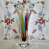 Антикварна кристална ваза Art Glass Sommerso Sanyu Япония , снимка 4 - Други ценни предмети - 45036670