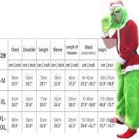 Kосмат костюм на Гринч [6 в 1] Идеален за коледни празници. L – XL. Зелен, снимка 5 - Костюми - 45334484