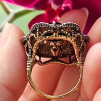 Красив пръстен от злато и сребро с Диаманти, снимка 4 - Пръстени - 45699492