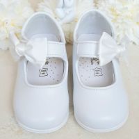 №18-24, Бели балеринки за бебе момиче с елегантна панделка BUBBLE KIDS, снимка 1 - Бебешки обувки - 45447609