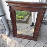 Старинно автентично огледало с дървена рамка с орнаменти, снимка 4 - Антикварни и старинни предмети - 44973775