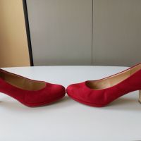 Дамски червени обувки от велур с нисък ток Gabor номер 38, снимка 3 - Дамски обувки на ток - 45261798