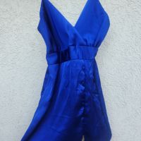 Сатенена рокля турско синьо , снимка 2 - Рокли - 45926485