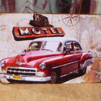 Метална табела кола ретро модел стара Мотел американска Куба кубинска, снимка 1 - Декорация за дома - 45408359