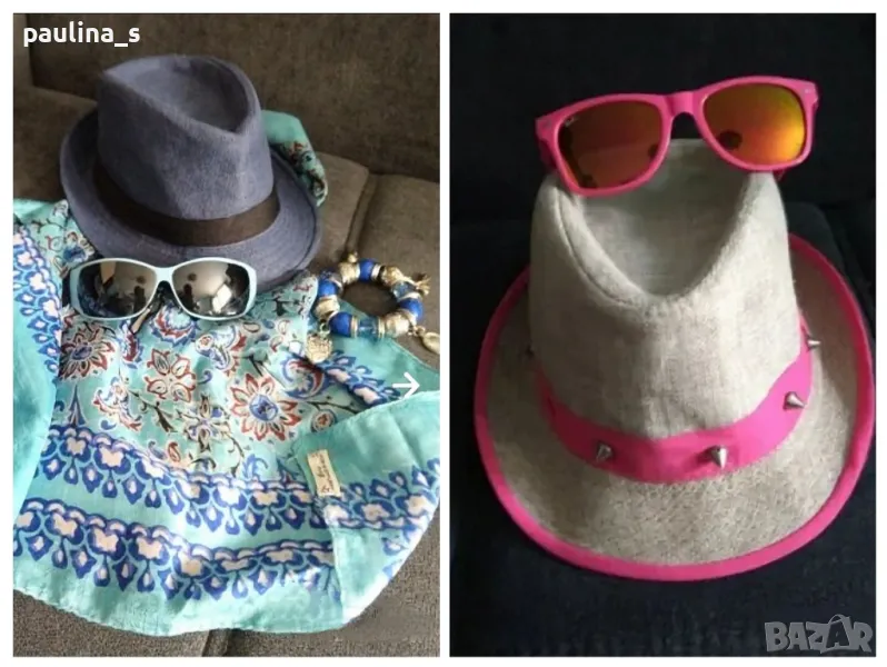 Два броя / Комплекти от - летни бомбета, копринен шал, слънчеви очила и гривна с талисмани, снимка 1