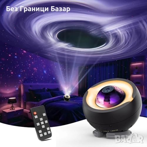 Нов 3D галактика прожектор със звезди и черна дупка нощна лампа стая , снимка 1