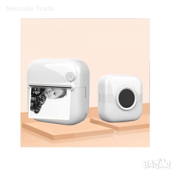 Мини принтер Mercado Trade, За деца, А33, Bluetooth, USB зареждане, Бял, снимка 1