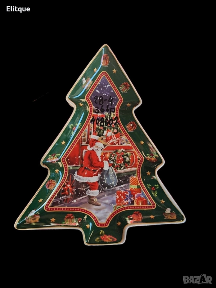 Коледна стъклена чиния Елха, снимка 1
