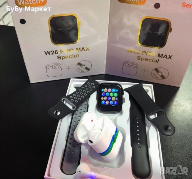 Комплект Smart часовник + TWS слушалки W26 Pro Max ULTRA, снимка 1