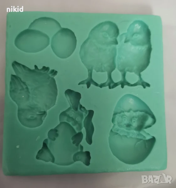 Великденски яйца яйце пиле зайче  заек силиконов молд форма фондан шоколад гипс декор , снимка 1