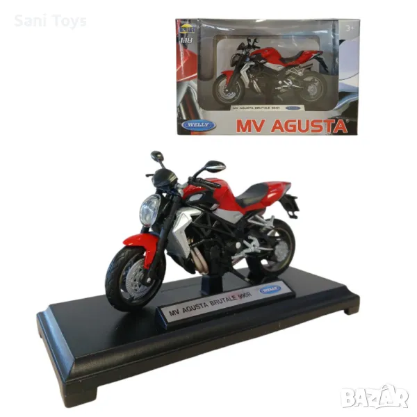 Метален мотор Welly – MV AGUSTA BRUTALE 990R, 1:18, снимка 1