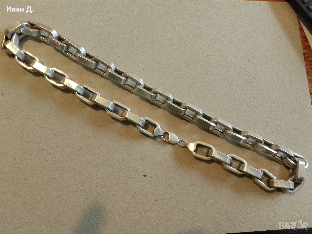 Сребърен ланец 59 см, снимка 1