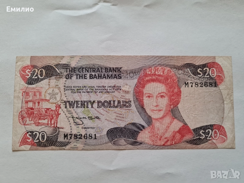 RARE. BAHAMAS 20 DOLLARS 1984 , снимка 1