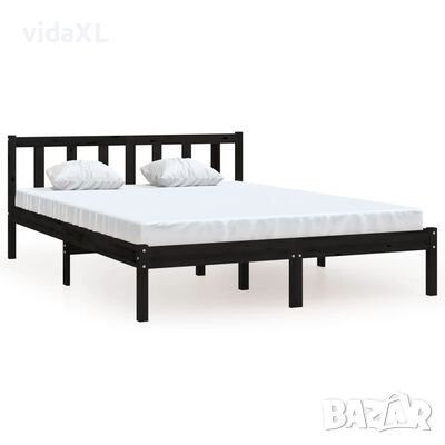 vidaXL Рамка за легло, черна, борово дърво масив, 160x200 cм(SKU:810096, снимка 1