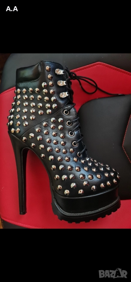 Уникални боти с капси на висок ток и платформа 37н., снимка 1
