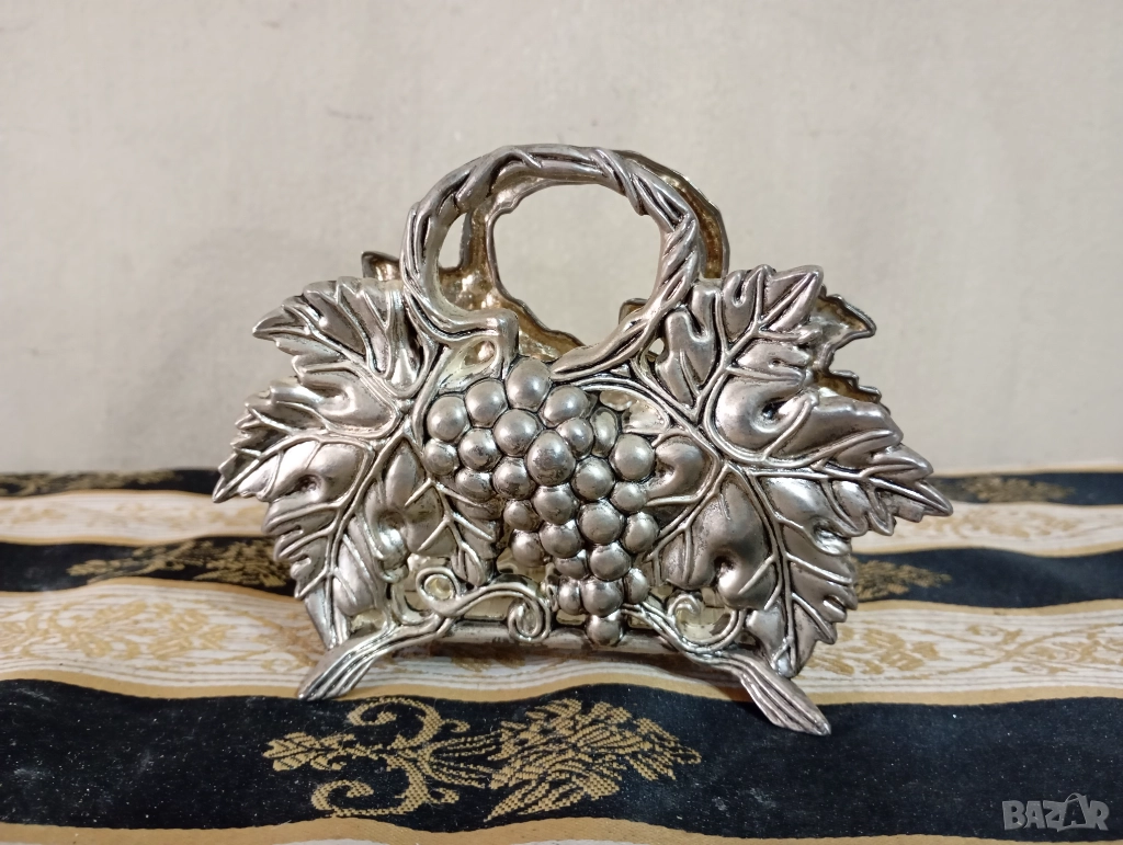 Посребрен винтидж салфетник, снимка 1