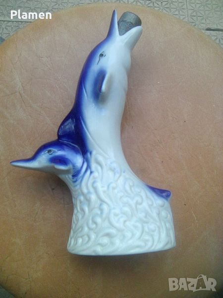 Порцеланов делфин шише за ракия, снимка 1