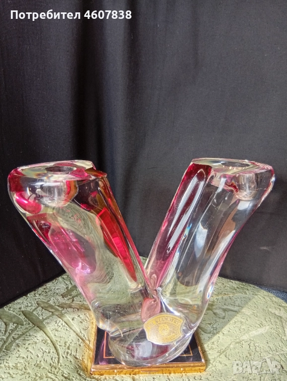 Свещник кристал 18-24 см масивен, снимка 1