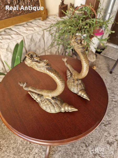 Чифт Уникални антикварни английски бронзови държачи за завеси от 19 век , снимка 1