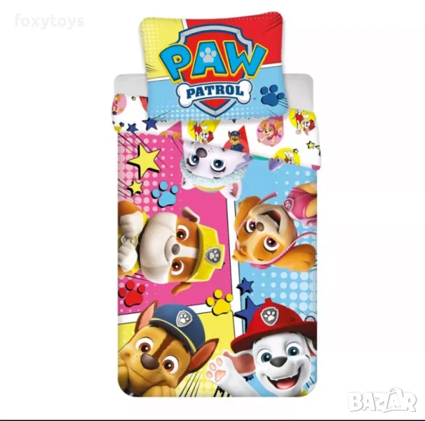 Детски спален комплект Paw Patrol , 100×135cm, 40×60 cm, 100% памук, снимка 1