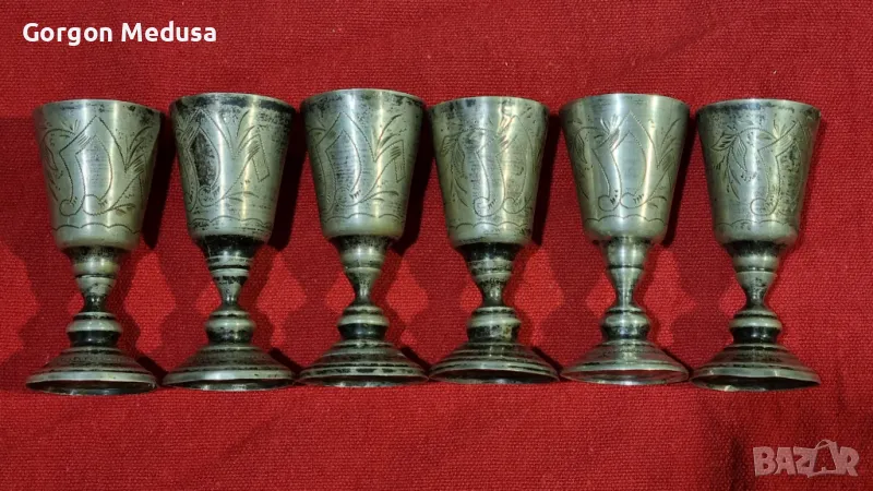 Комплект антикварни сребърни чашки , снимка 1